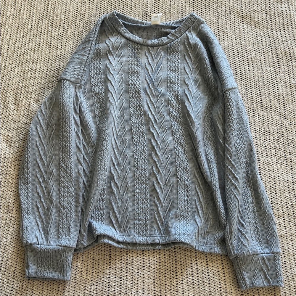 7th Ray Light Blue Textured Sweater